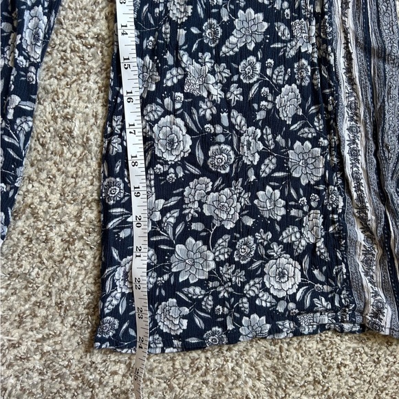 American Eagle Outfitters Floral Wide Leg Pants Blue White Comfy Stretch Boho - Picture 5 of 7